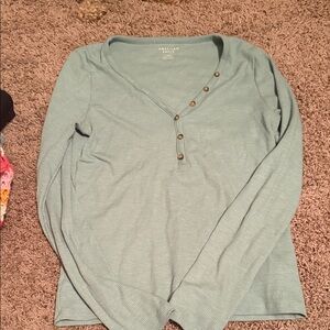 American Eagle Outfitters Olive Waffle Knit Top